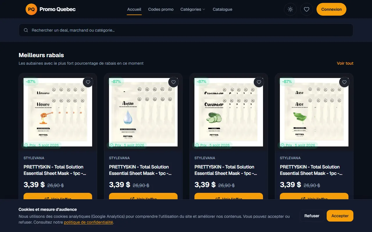 Aperçu du site Promo Québec